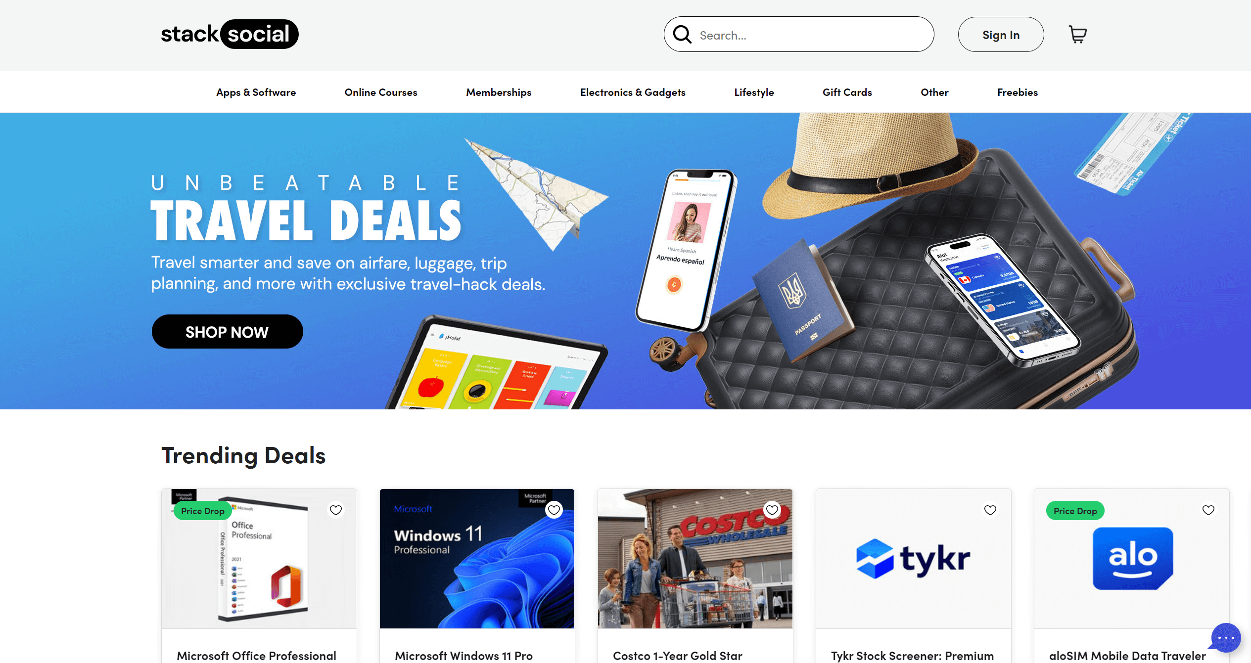 stacksocial 메인페이지