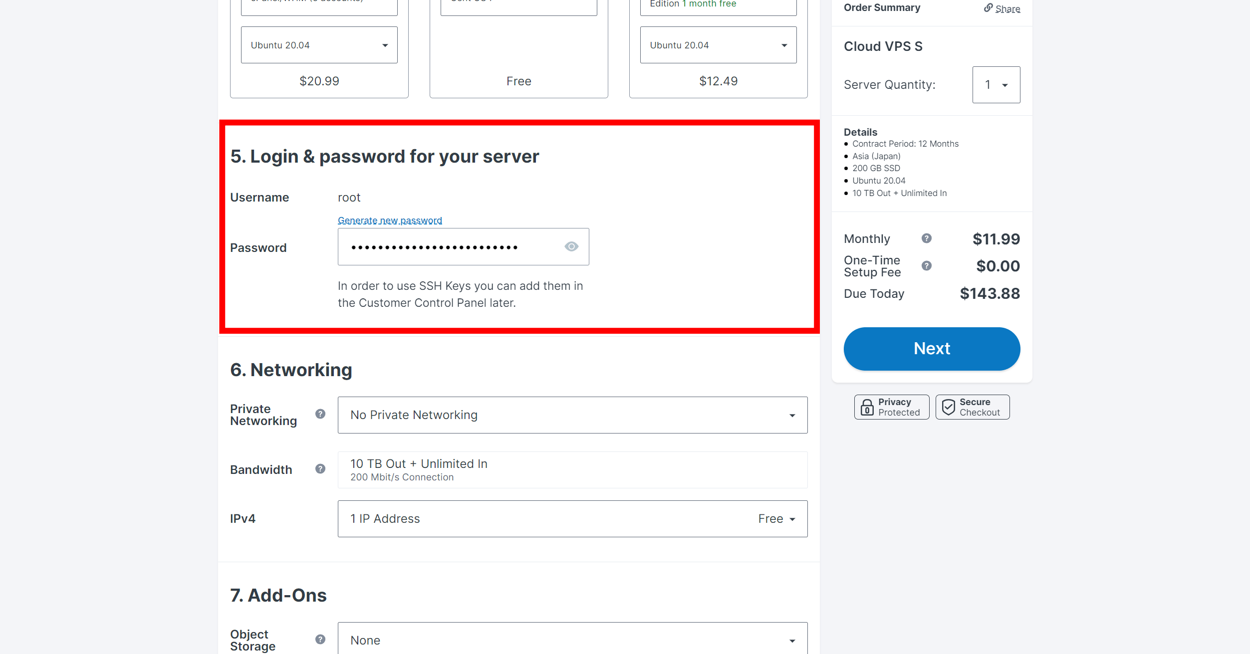 contabo root password