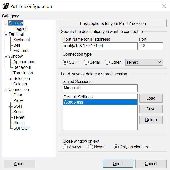 PUTTY SSH 접속